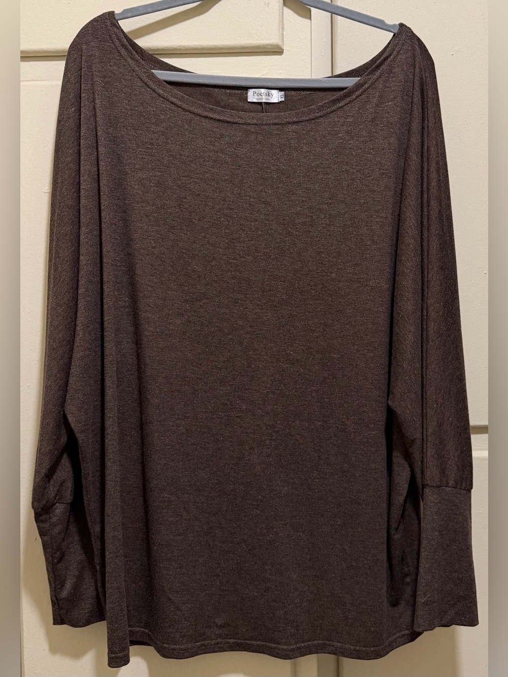 Women’s XL Brown Boatneck Long Sleeve Top